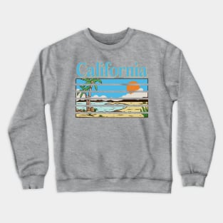 California Vacation Beach Retro Graphic Crewneck Sweatshirt